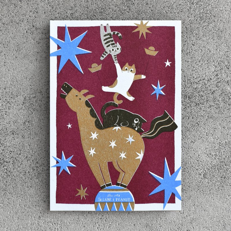 馬哈哈哈疊疊貓賀年卡  *訂單滿100元才會出貨喔 - 卡片/明信片 - 紙 金色