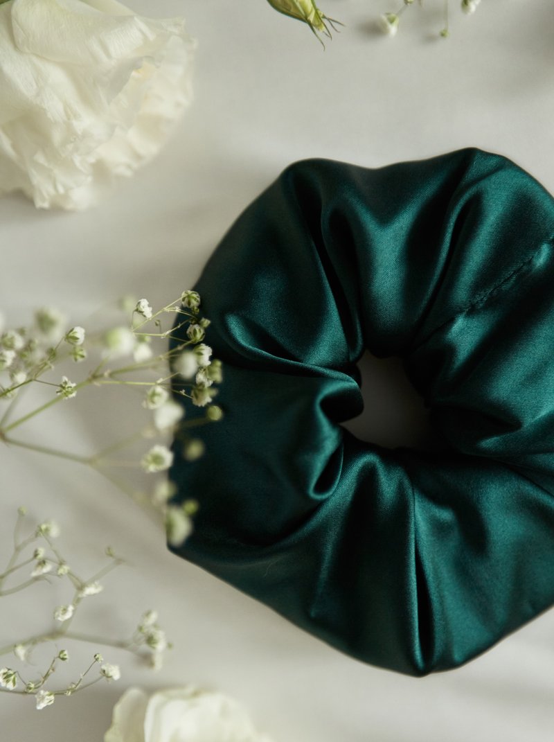 Natural silk scrunchie set - 3 silk scrunchies pack - Large hair silk ties - 髮圈/髮夾 - 絲．絹 多色