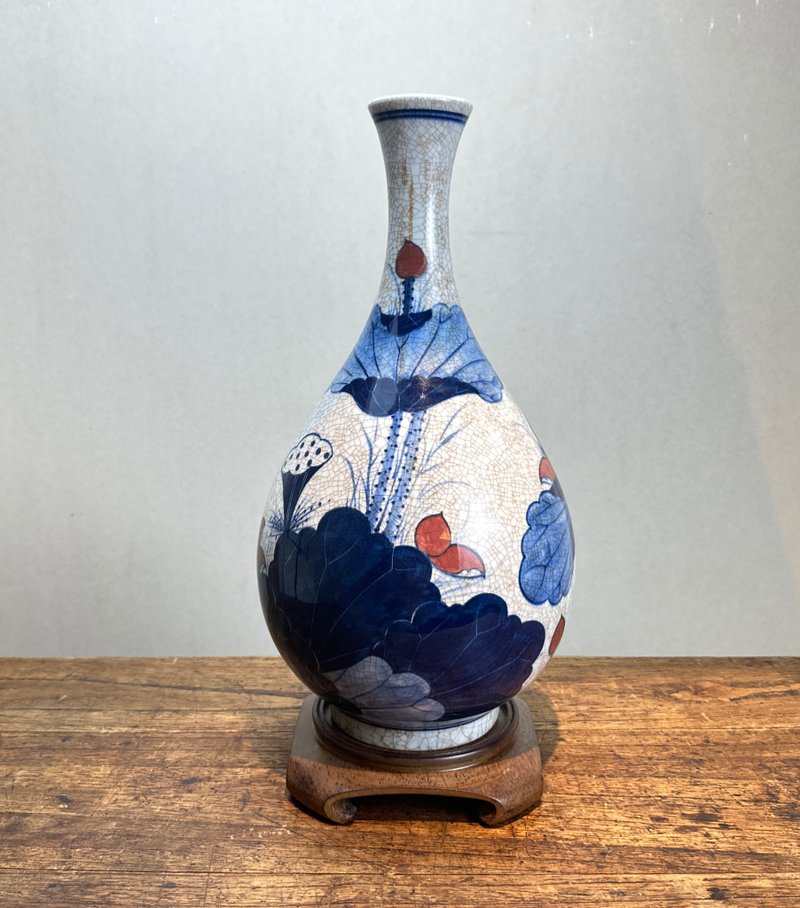 Foreign【Hand-painted pottery】Japanese hand-painted blue vase - Pottery & Ceramics - Pottery 