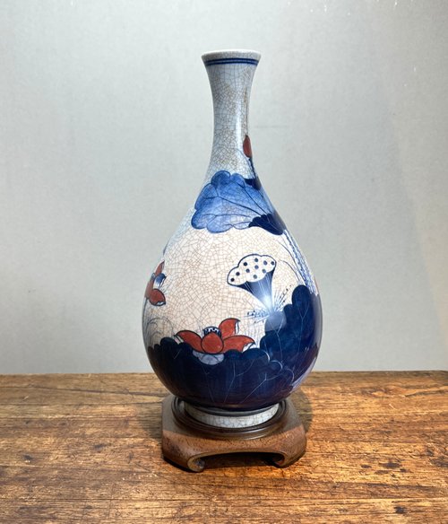 手作り陶器の花瓶 ― 暖かみあるアーストーン 1984 海外【手描き陶器】日本手描き青花瓶 - ショップ GOOD TIME