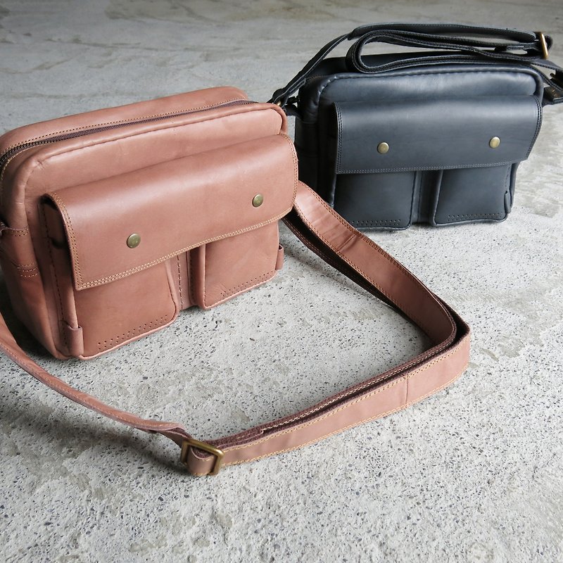Vegetable tanned leather side backpack work, casual and versatile [LBT Pro] - กระเป๋าแมสเซนเจอร์ - หนังแท้ 