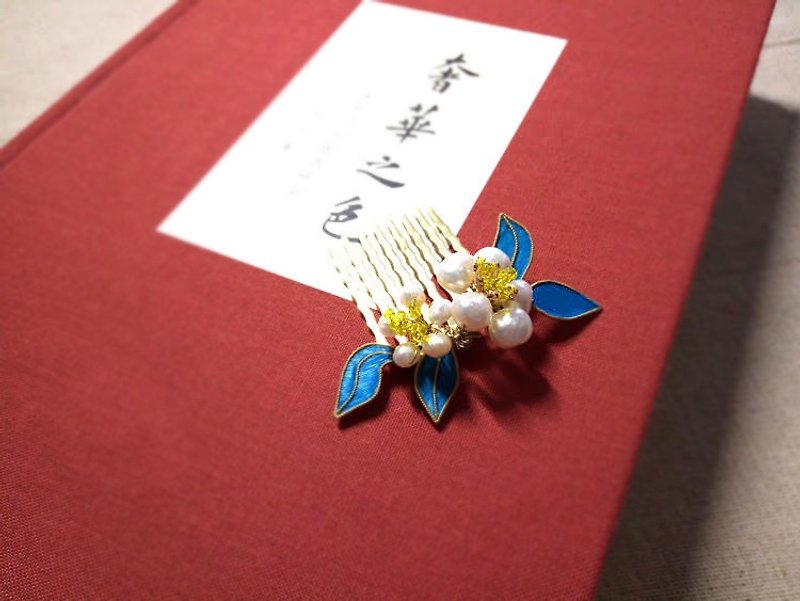 // //ベゴニア絵画トン真珠の櫛、とドレス - オリジナルの中国風のヘアカワセミ - ヘアアクセサリー - 宝石 ホワイト