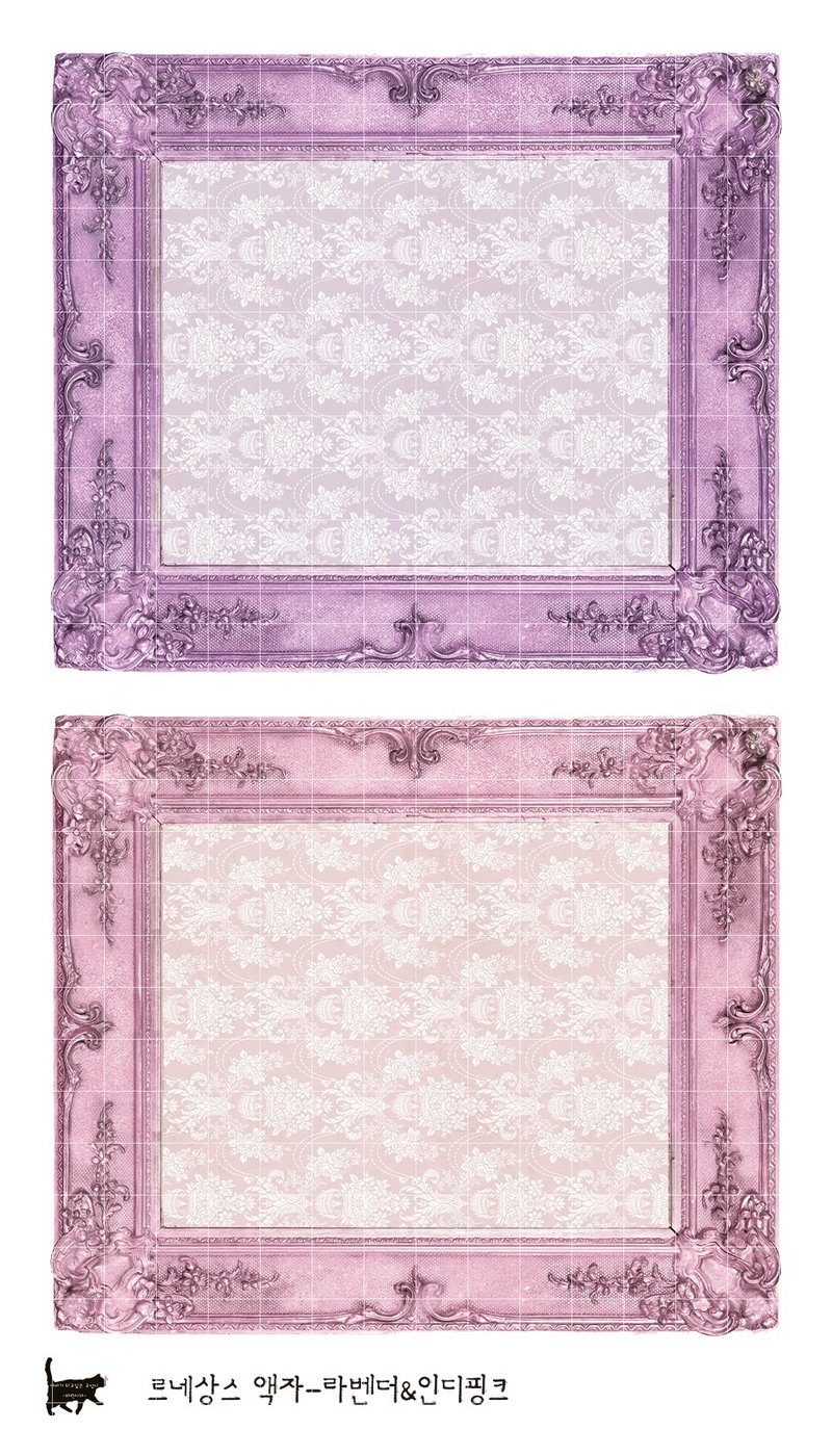 Renaissance Frame - Lavender & Indie pink (blue lion) (suyeon) - 貼紙 - 紙 多色