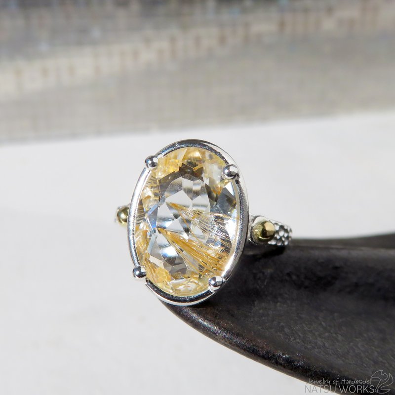リモナイトinトパーズ リング / Limonite in Topaz Ring - 戒指 - 寶石 金色