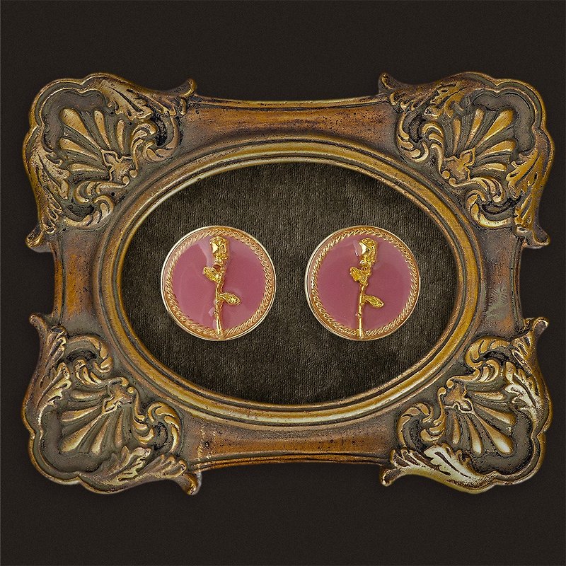 手工耳環 | Pink Rose Garden 玫瑰花園 | 925純銀抗敏 - 耳環/耳夾 - 樹脂 粉紅色