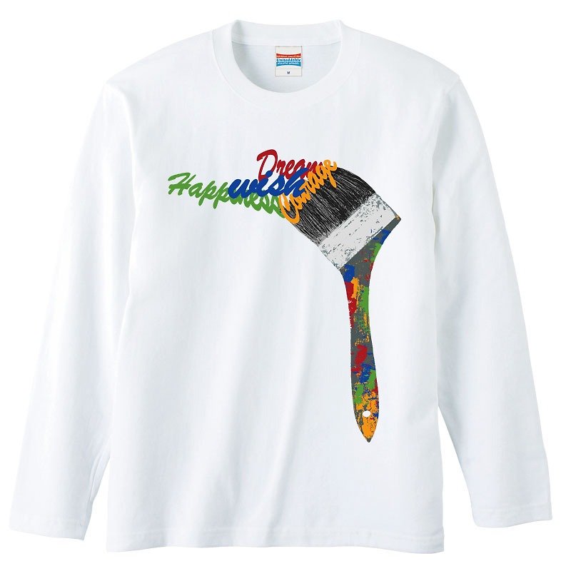 ロングスリーブTシャツ / paint - T 恤 - 棉．麻 白色