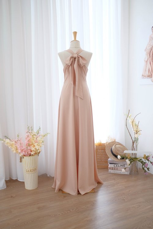 pastel peach bridesmaid dresses