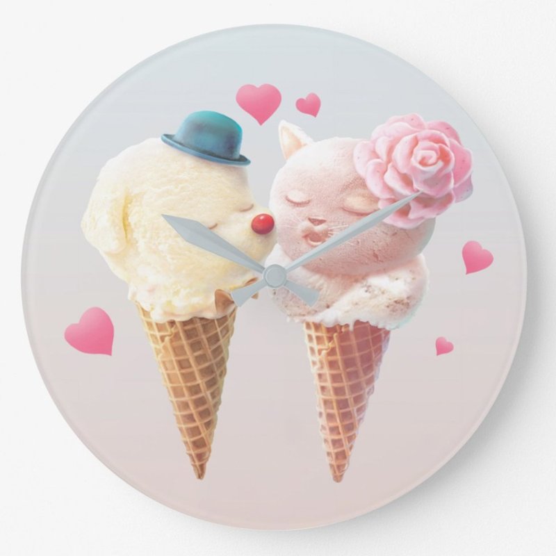 Ice Cream Love | Food Illustration | Wall Clock - Clocks - Acrylic 