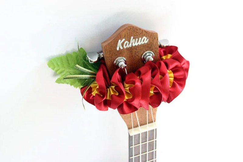 ukulele accessories,red plumeria,ukulele strap,ukulele,uke,hawaiian lei - อุปกรณ์กีตาร์ - ผ้าฝ้าย/ผ้าลินิน สีแดง