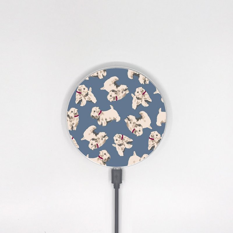 Cute Puppy Dog Pattern Qi Wireless Charger for iPhone Samsung Huawei Model -035 - Phone Charger Accessories - Other Materials Blue