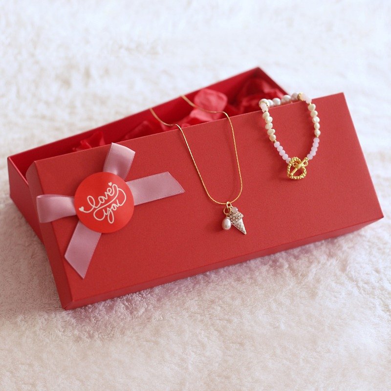 Freshwater Pearl Bracelet + Necklace Gift Set - Bracelets - Other Materials Pink