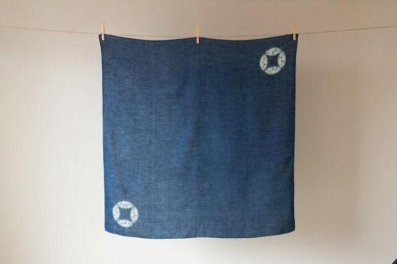 Genuine indigo dyed hemp furoshiki (cloisonne / light indigo) - อื่นๆ - ผ้าฝ้าย/ผ้าลินิน สีน้ำเงิน