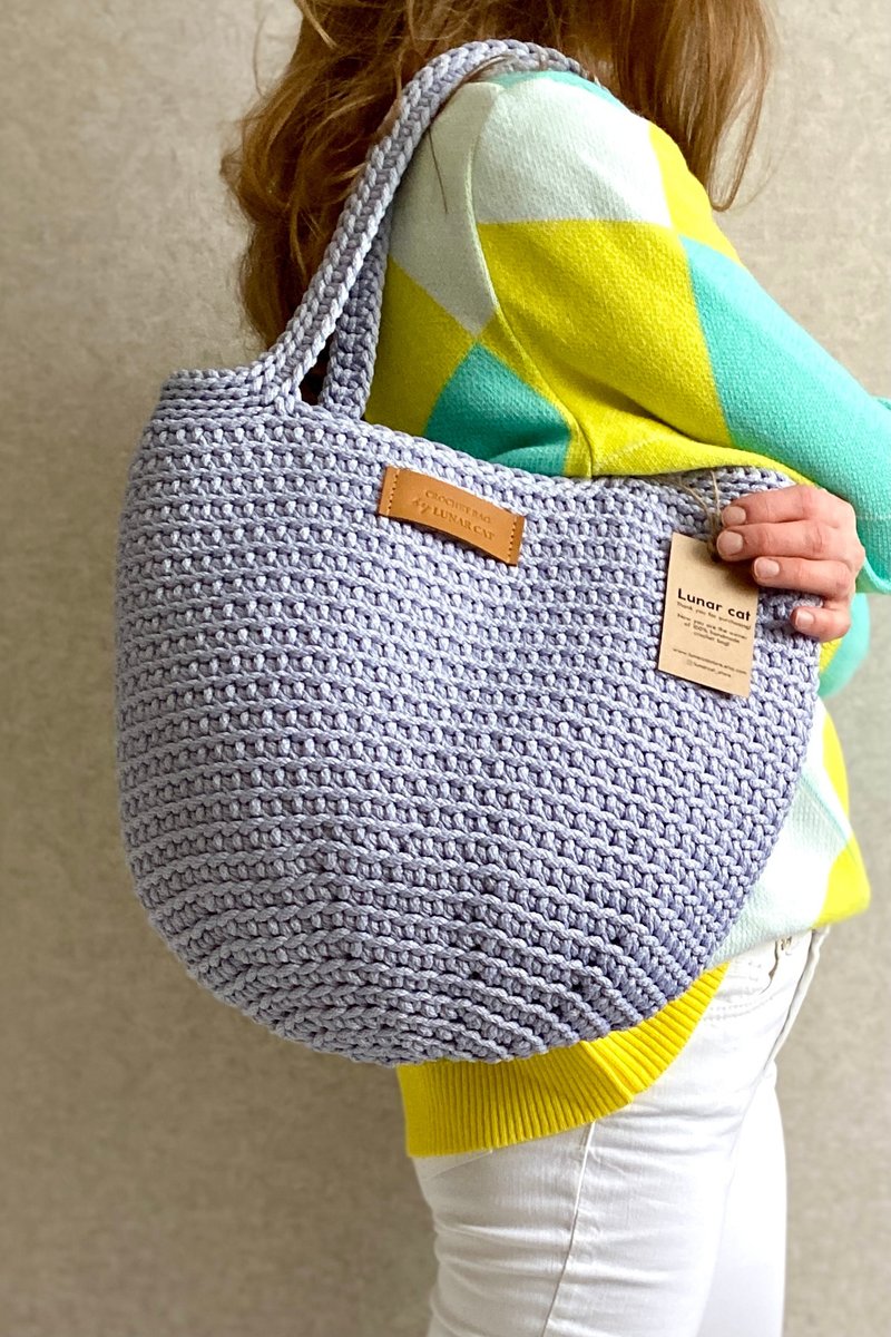 Crochet Tote Bag XL size,  Crochet Beach Bag, Crochet Market Bag - กระเป๋าถือ - เส้นใยสังเคราะห์ หลากหลายสี