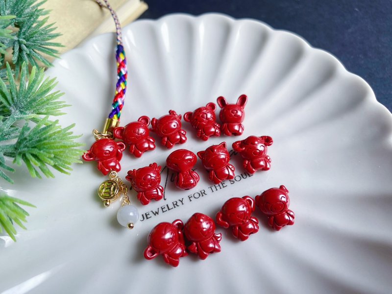 Twelve zodiac signs: emperor, cinnabar, rat, ox, tiger, rabbit, dragon, snake, horse, sheep, monkey, chicken, dog, pig, anti-villain jadeite - Charms - Crystal Multicolor