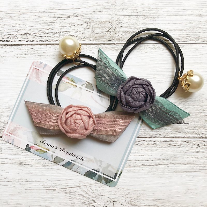 Elegant flower bud lotus leaf bow hair bundle - Hair Accessories - Other Materials Multicolor