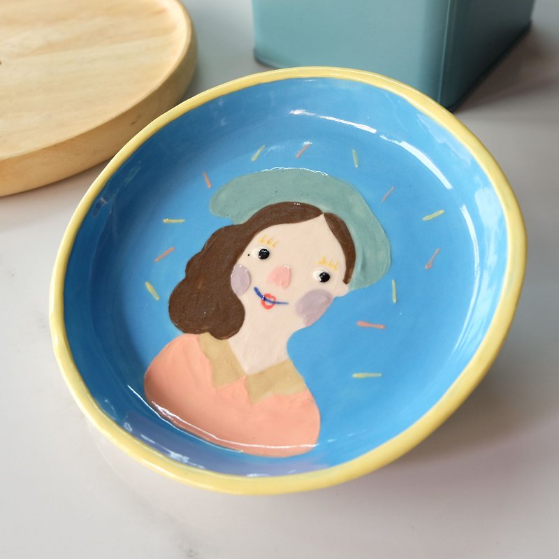 セラミックプレート塗装文字 - 皿・プレート - 陶器 多色