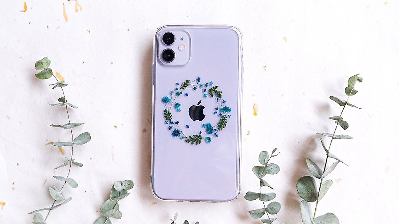 Flower Blooms Phone Case • 一花一叶 押花手机壳 - Phone Cases - Plants & Flowers Blue