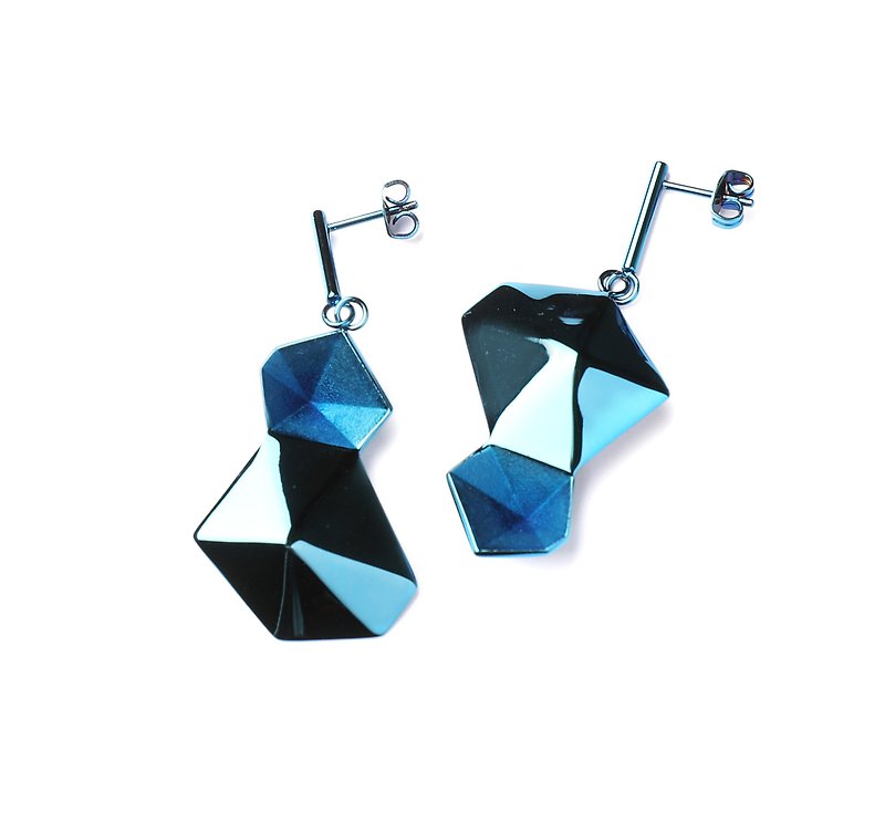 Other Metals Earrings & Clip-ons Blue - ANGULAR I Pair of Blue Hexagonal Dangle Earrings