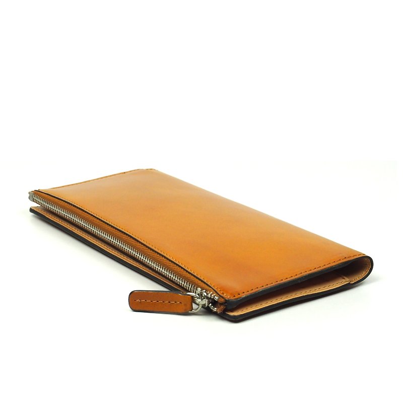 Long purse /Laterite TAN - Wallets - Genuine Leather Orange