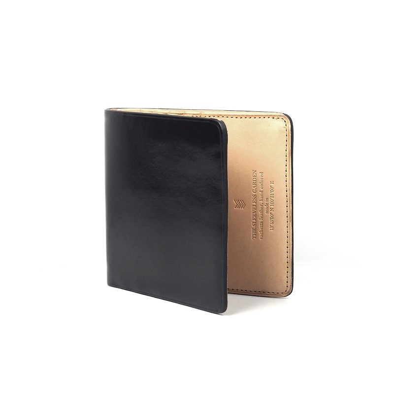 Square bifold wallet /Granite BLACK - กระเป๋าสตางค์ - หนังแท้ สีดำ