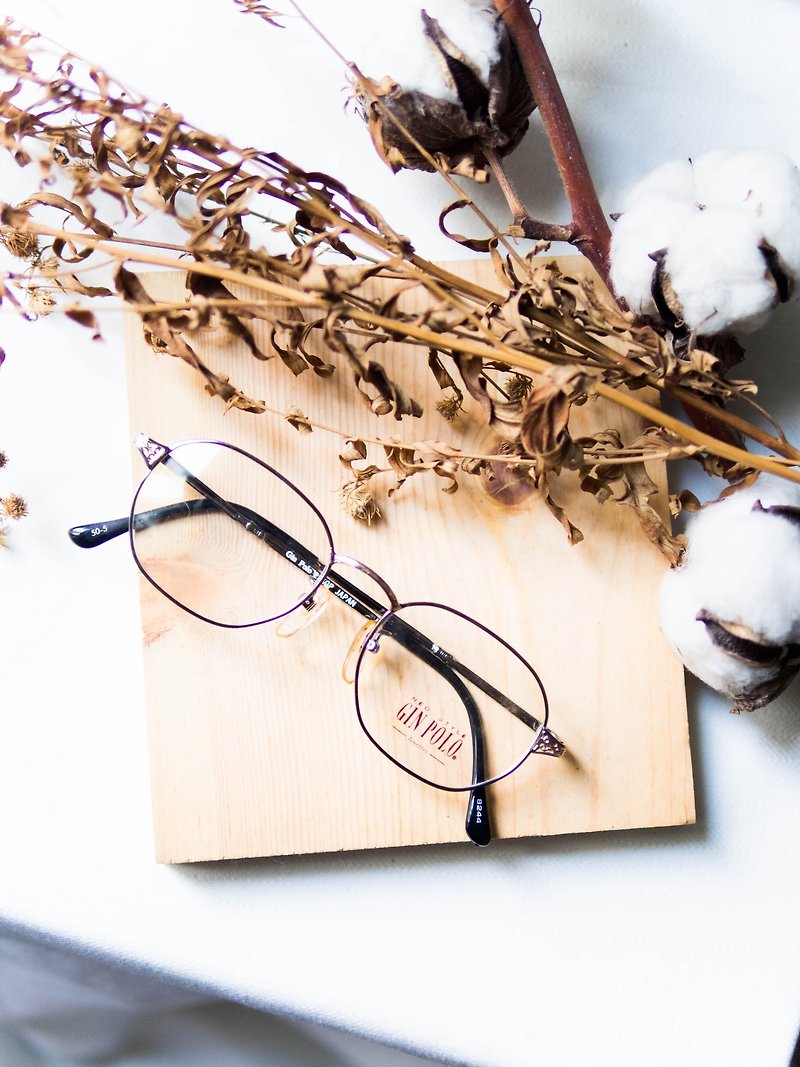 He Shui Shan-Wakayama Ao Ye Youth Youth Diary Iron Grey Carved Square Frame Glasses - กรอบแว่นตา - โลหะ สีเทา