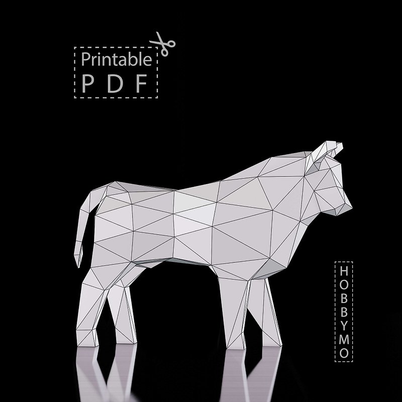 DIY Low Poly Bull (printable pdf template). Papercraft Animals, Paper Sculpture