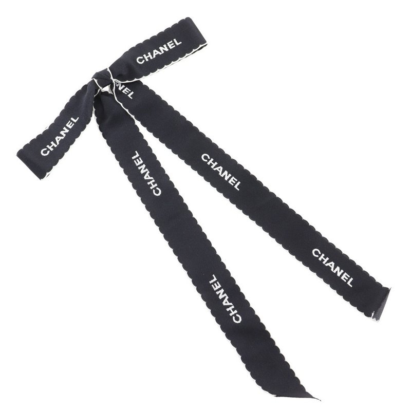 【日本直送】シャネル CHANEL リボン ブローチ ロゴ ヴィンテージ サテン 黒/白 リボン 約15g レディース【中古】 - 胸針 - 其他材質 黑色