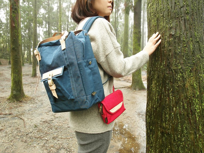 DYDASH【ZeZe Bag】+【Portable Walking Bag】Surprising Set。 (Uncle Blue+Walking Bag) - Backpacks - Genuine Leather 