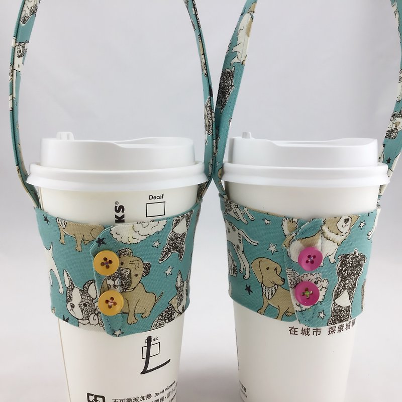 Dogs Drink Cup Sleeve Strap - Couples Mady into a special package - Beverage Holders & Bags - Cotton & Hemp 