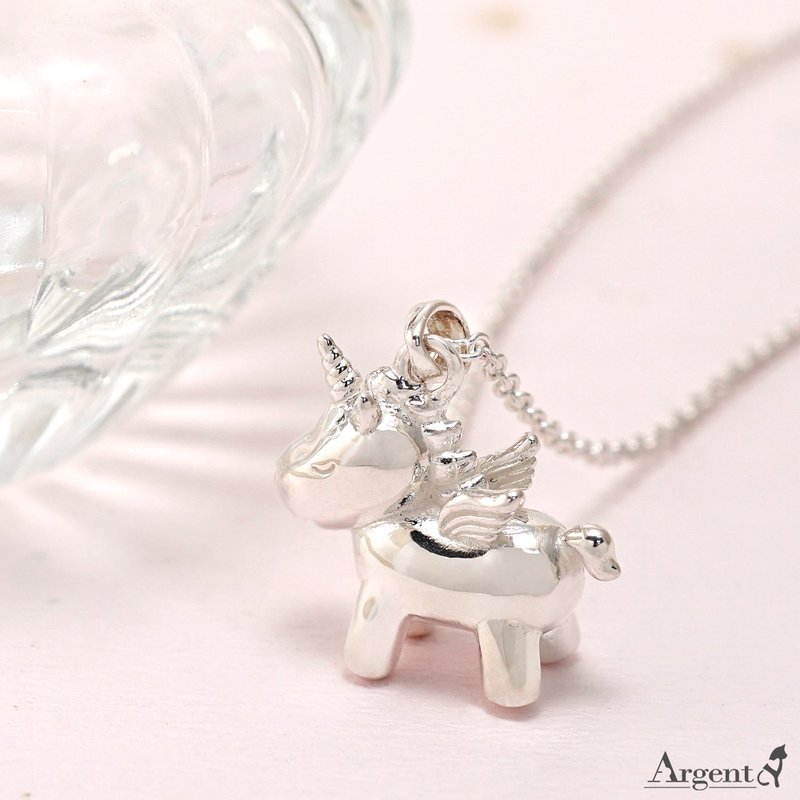 Unicorn (general style) shape sterling silver necklace ornaments silver jewelry mythical beast - Necklaces - Sterling Silver Silver