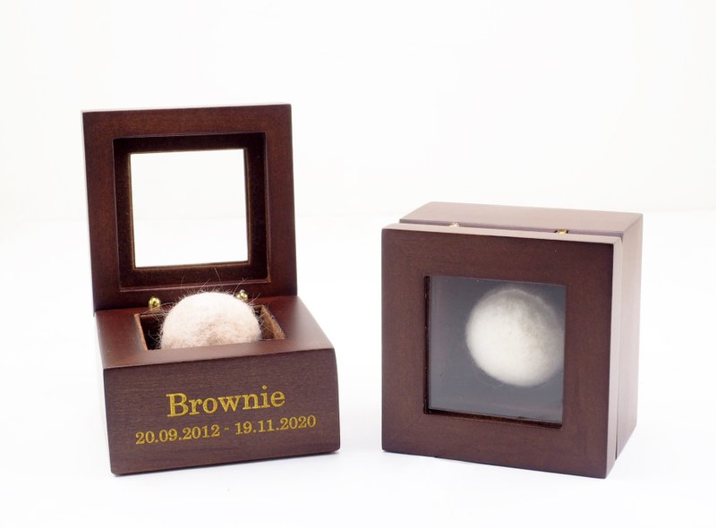 Dog ,wooden engraved box hair showcase customize, Pet loss gifts customize, Pet - Other - Wood Brown