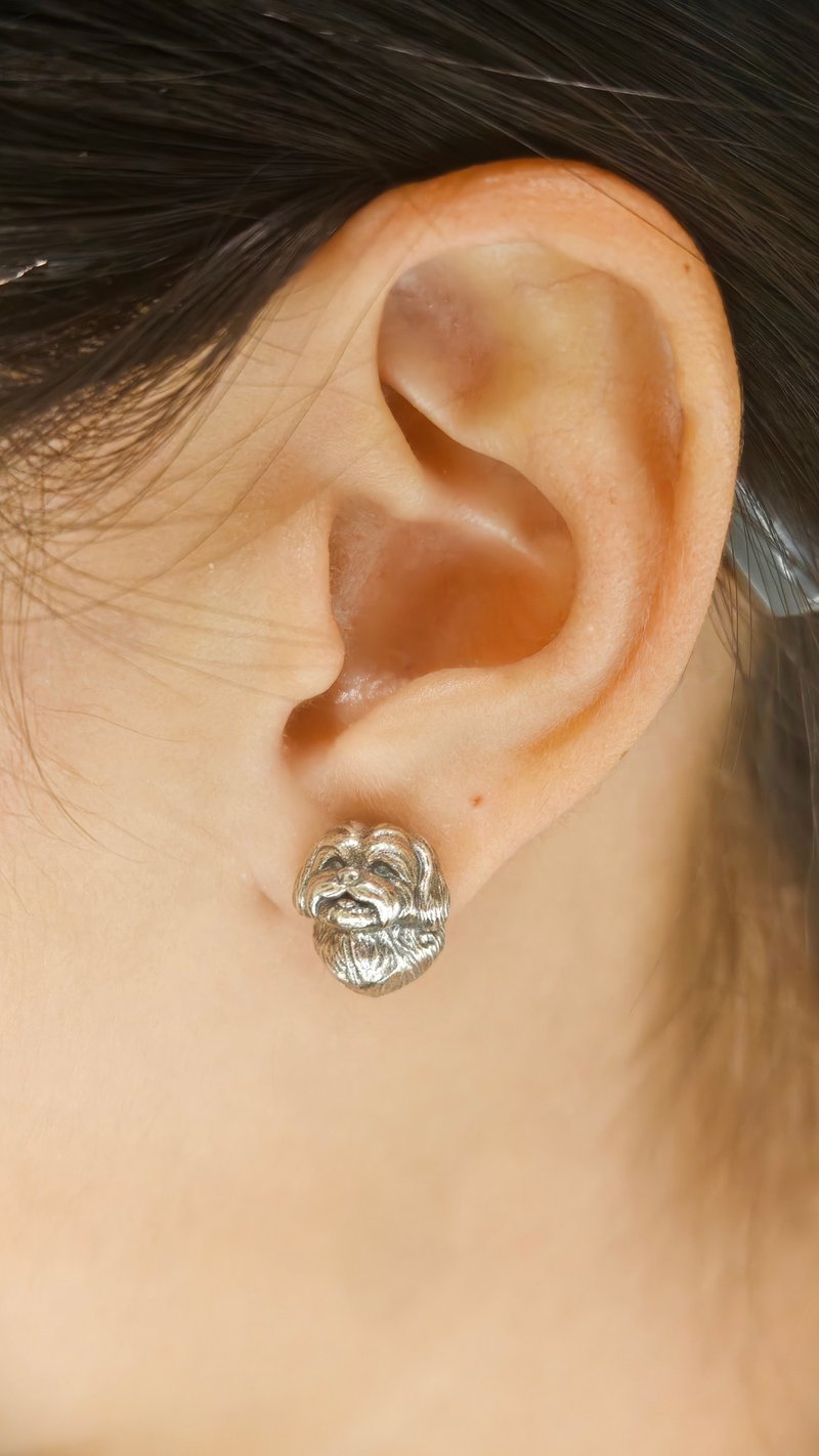 pet shaped earrings s925 shih tzu - ต่างหู - เงิน 