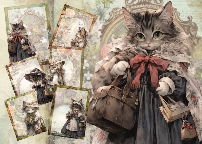 ANTIQUE CAT MEMO - 筆記本/手帳 - 紙 