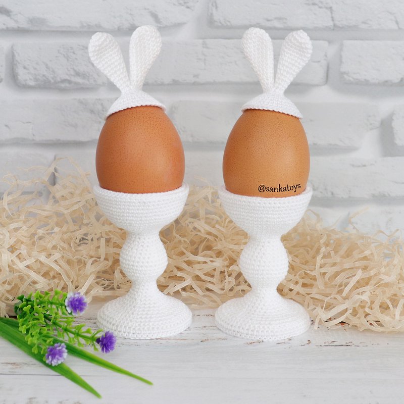 Crochet pattern Rabbit ceramic egg stand, PDF Digital Download, DIY easter - DIY Tutorials ＆ Reference Materials - Other Materials 
