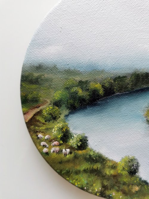 Misty foggy forest Original acrylic painting Mini round canvas Landscape -  Shop MiliArt Wall Décor - Pinkoi