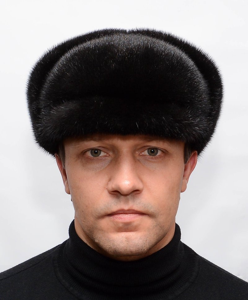 Mens Fur Cap Winter Real Fur Hat Warm Russian Fur Hat Men's Mink Hat - 帽 - 羊毛 黑色