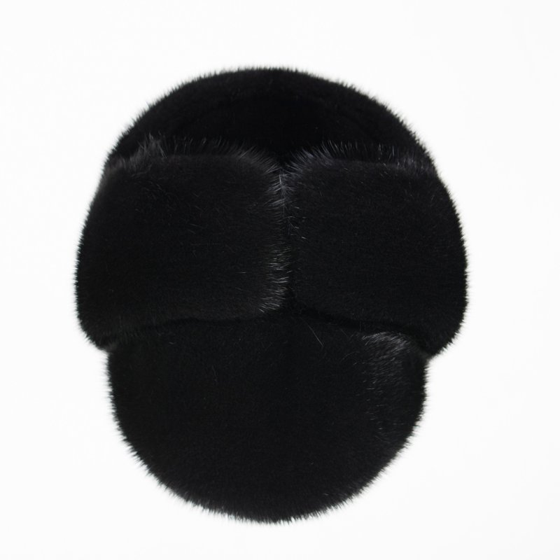 Mens Fur Cap Winter Real Fur Hat Warm Russian Fur Hat Men's Mink Hat - Hats & Caps - Wool Black