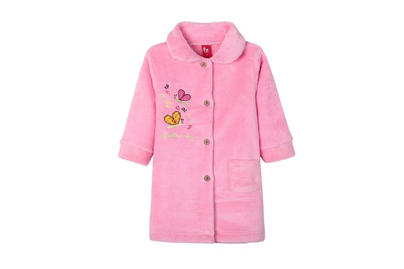 Baby bathrobe and home clothes are the first choice for autumn and winter for 2-5 years old Pingguo Farm - Loungewear & Sleepwear - Polyester Pink