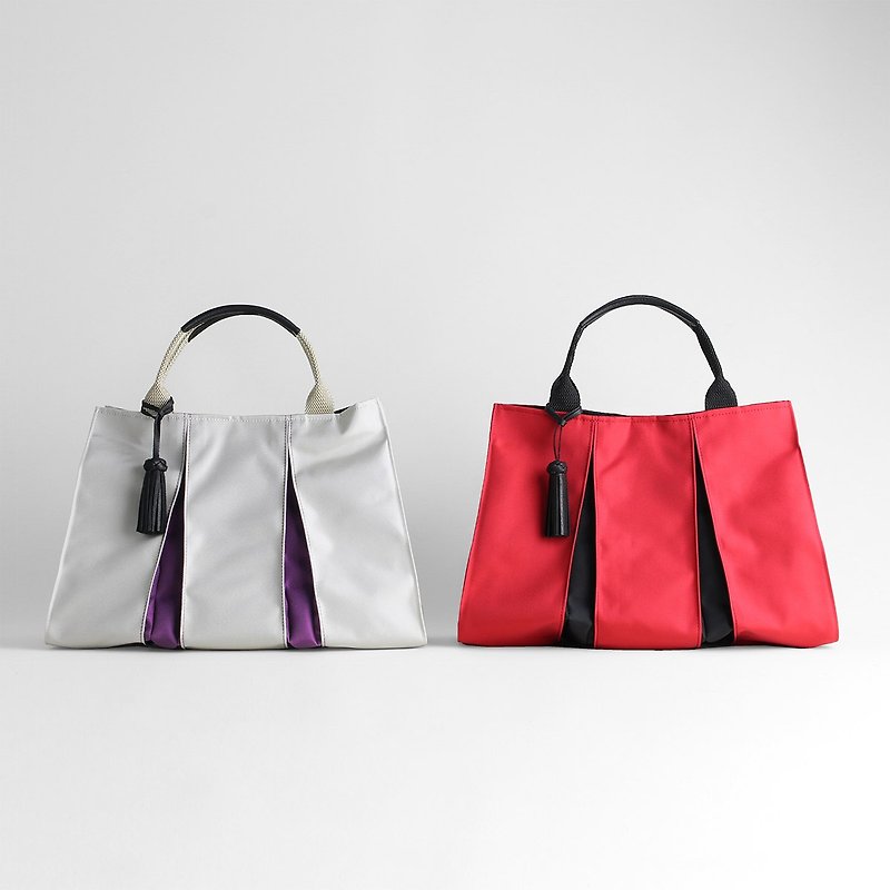 KOSHO ougi Nylon Tote Bag S with tassel snap fastener lightweight Made in Japan - Handbags & Totes - Waterproof Material Red