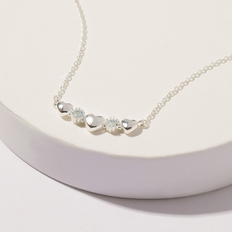 Pan | Stone S925 Sterling Silver | Heart-to-Heart Necklace - Necklaces - Crystal Blue