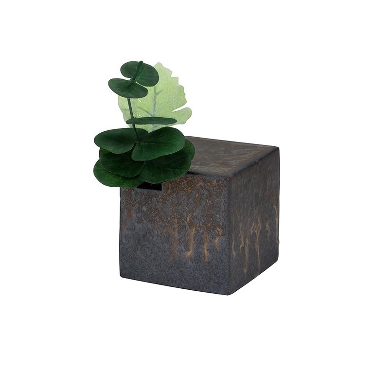黑鐵釉方塊花器 - 擺飾/家飾品 - 陶 