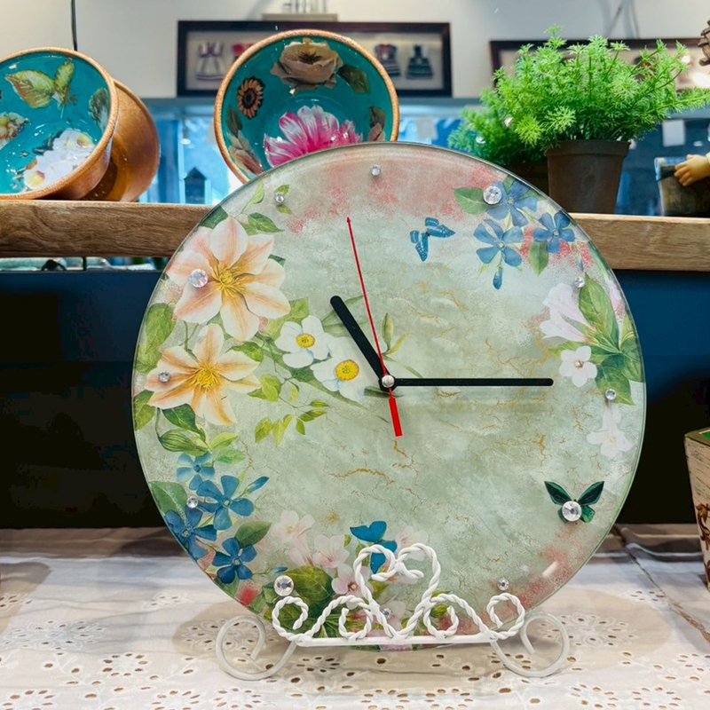 花語晨曦手工玻璃圓鐘 - 時鐘/鬧鐘 - 玻璃 