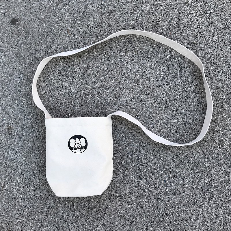 Tumbler bag / cross body bag / Mori's Forest - 飲料提袋/杯套/杯袋 - 棉．麻 白色