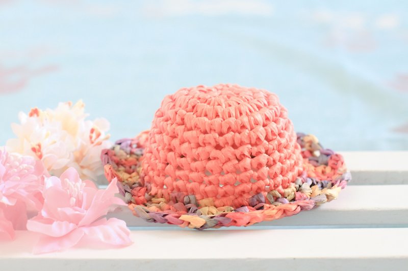 Woven straw hat-pink lace/pet accessories/dogs/cats - ชุดสัตว์เลี้ยง - วัสดุอีโค สึชมพู