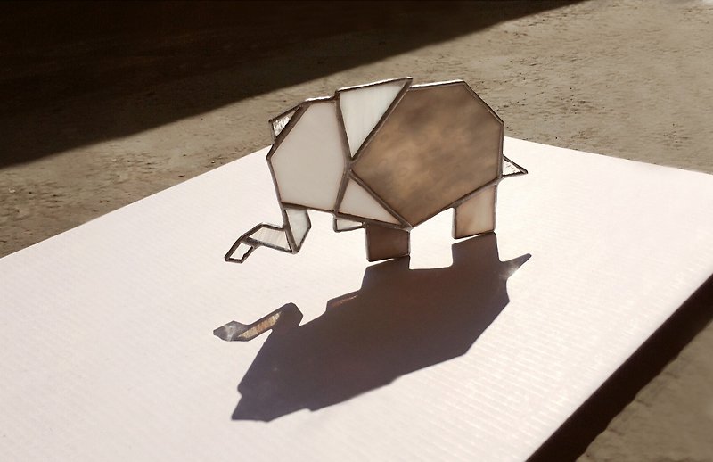 ライト折りたたみランプ - 象の照明折り紙ガラス象嵌 - 照明・ランプ - ガラス グレー