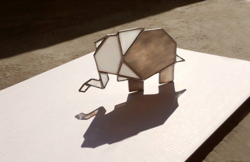 Light folding lamp/glass night light/origami/inlaid glass/elephant