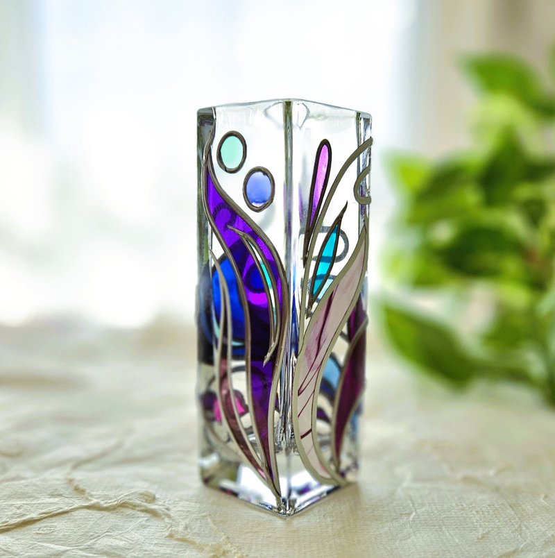 大和の祈り  紫の清め ガラス一輪挿し - 花瓶・植木鉢 - ガラス パープル