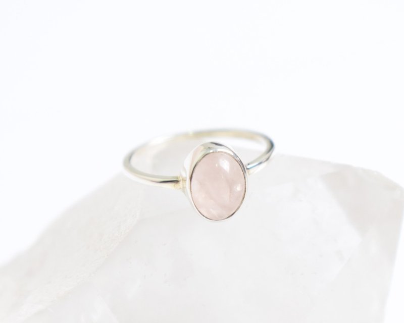 Pale pink rose quartz Silver ring - General Rings - Sterling Silver Pink