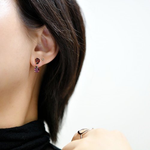 K18 ガーネット　スタッド（+チェーン）・ピアス 楽天市場】ガーネット ピアス 18k 1月 誕生石 天然石 2.8ct