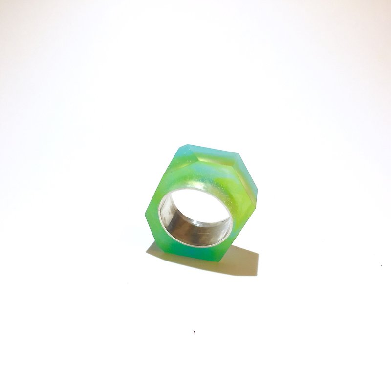 PRISMリング　シルバー・グリーン - 戒指 - 紙 綠色